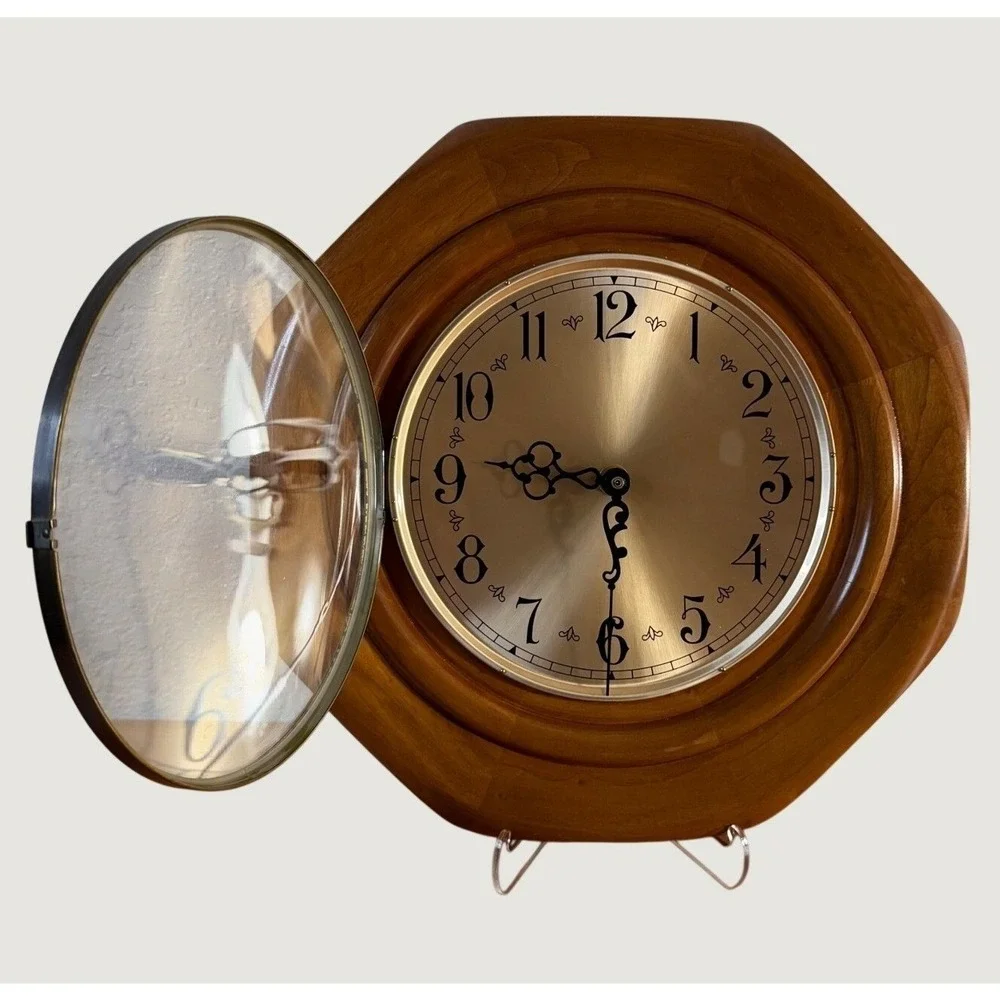 Jim Hatch Originals Handcrafted Wood Wall Clock Octagon Hinged Glass 12.5